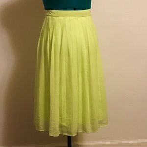 Flirty Sheer Neon Peridot Green Pleated Skirt